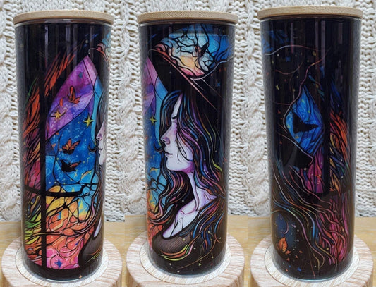 Witchy Woman Clear Stained Glass - 25oz Glass Tumbler